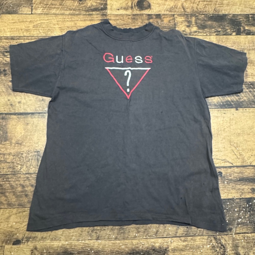 Vintage Guess‎ by Georges Marciano T Shirt Mens One Size Black Cotton Logo Tee